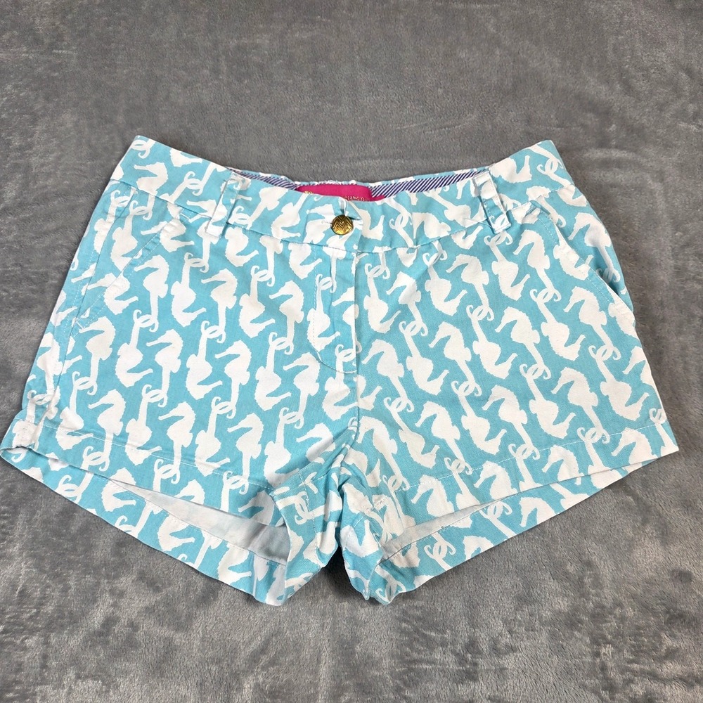 MAcBeth Collection by Margaret Josephs shorts size small Teal w/ white seahorses